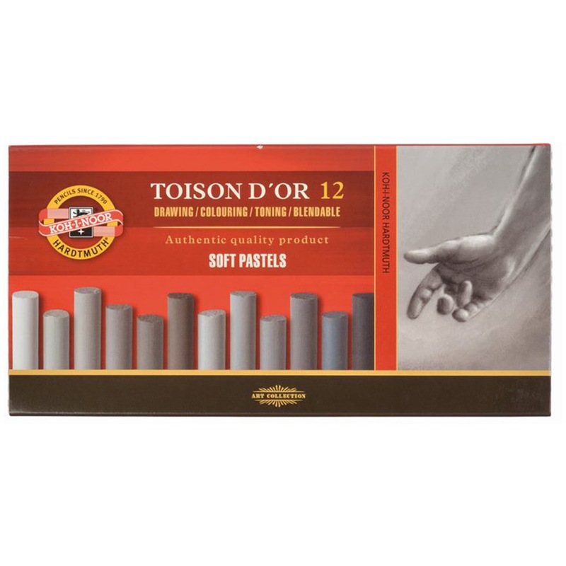 картинка Пастель сухая, 12 цв, художественная, "Toison D`or Soft 8592 Grey line", Koh-i-Noor, 8522012002GY от магазина Альфанит в Кунгуре
