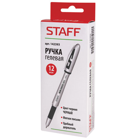картинка Ручка гелевая, 0,5 мм, черная, корп. белый, грип, "Manager GP-196", STAFF, 142393 от магазина Альфанит в Кунгуре