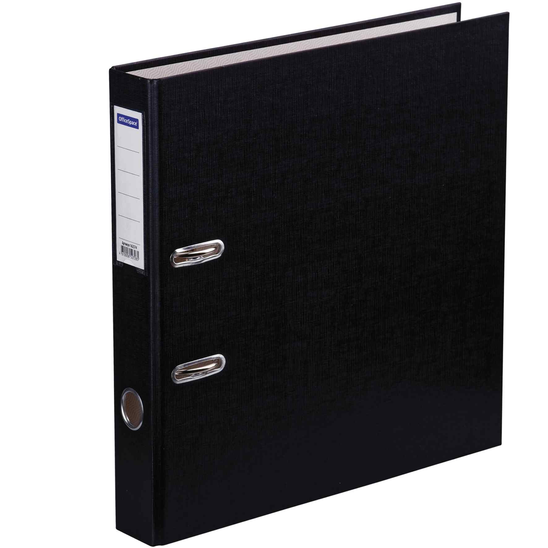 картинка Папка-регистратор, А4, корешок 50 мм, до 350 л, бумвинил, черный, с карманом, OfficeSpace, 162574 от магазина Альфанит в Кунгуре