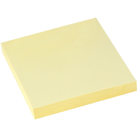 картинка Бумага для заметок с клеевым краем, 7,6*7,6 см, 100 л, желтая пастель, BRAUBERG, 122690 от магазина Альфанит в Кунгуре