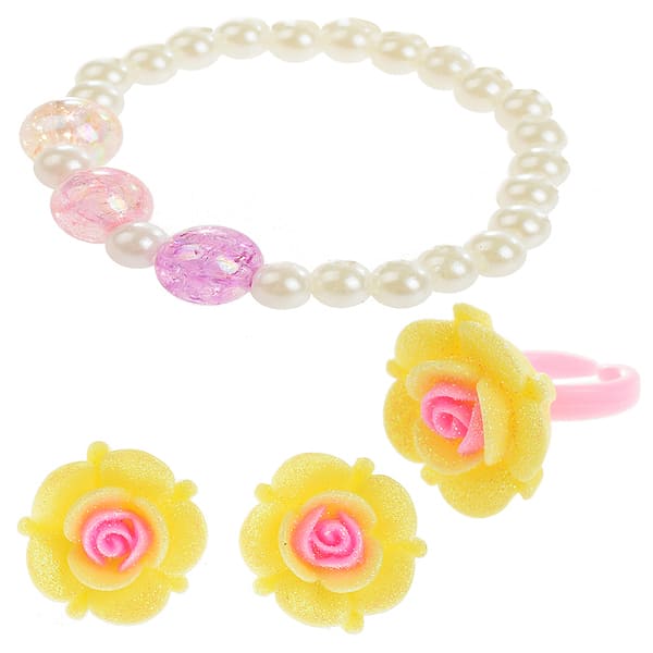 картинка Набор детской бижутерии, серьги, браслет, кольцо, "Цветок", R3-4С от магазина Альфанит в Кунгуре