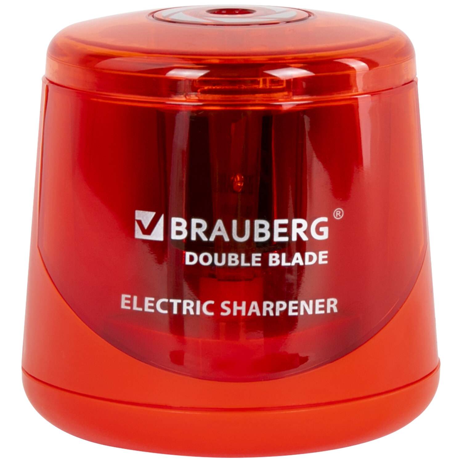 картинка Точилка электрическая, пластик, красный, батарейки 2*АА, "DOUBLE BLADE RED", BRAUBERG, 271338 от магазина Альфанит в Кунгуре