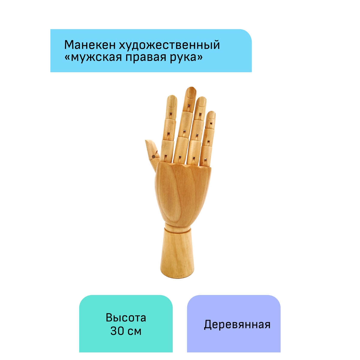 картинка Манекен человека художественный мужской, высота 30 см, дерево, рука правая, "Студия", Гамма, 180520224 от магазина Альфанит в Кунгуре