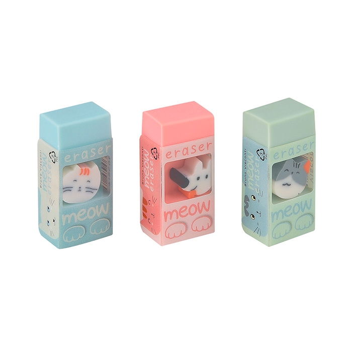 картинка Ластик, 52*24*17 мм, ассорти, каучук синтетический, "Meow", Bruno Visconti, 42-0076 от магазина Альфанит в Кунгуре