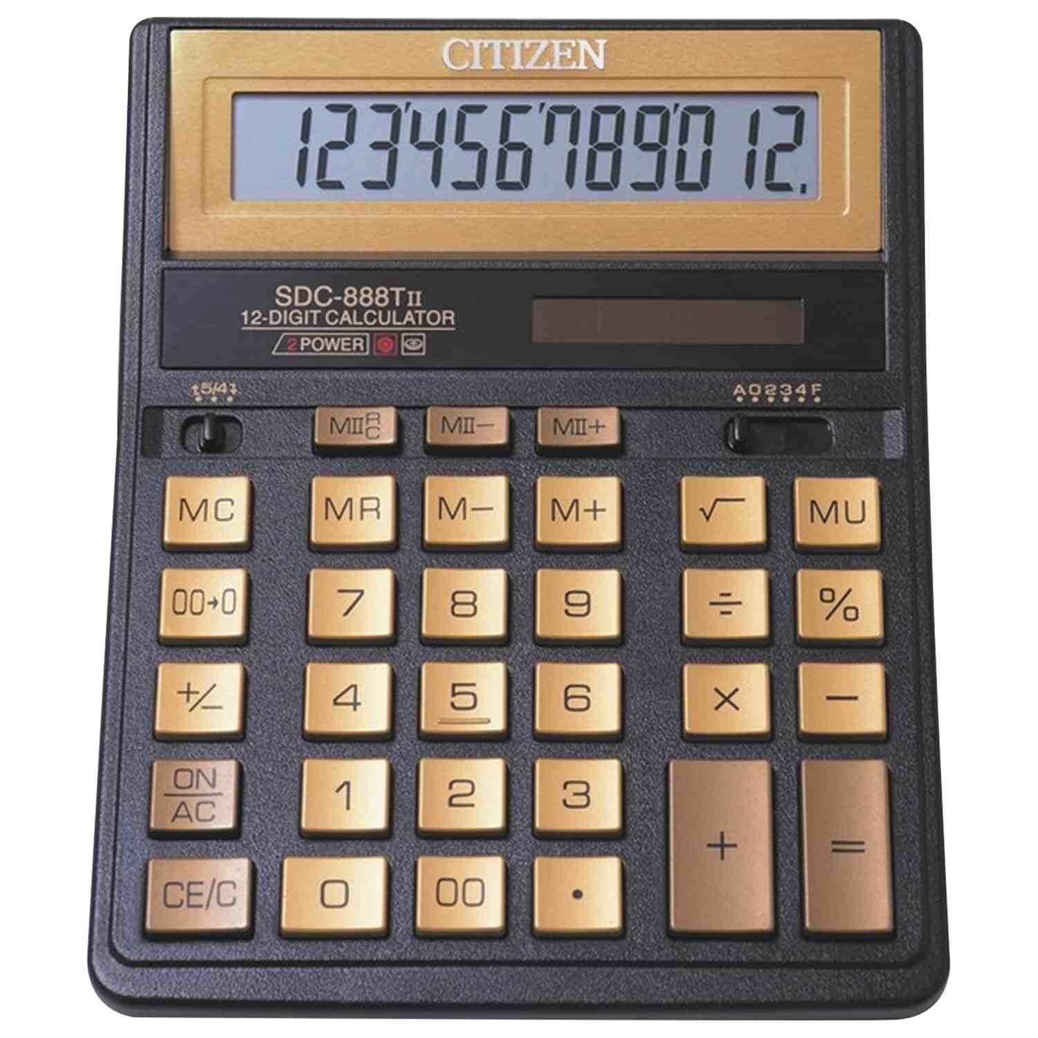 картинка Калькулятор настольный, 12 разрядов, 20,3*15,8 см, двойное питание, золотой, "SDC-888TIIGE", CITIZEN, 250379 от магазина Альфанит в Кунгуре