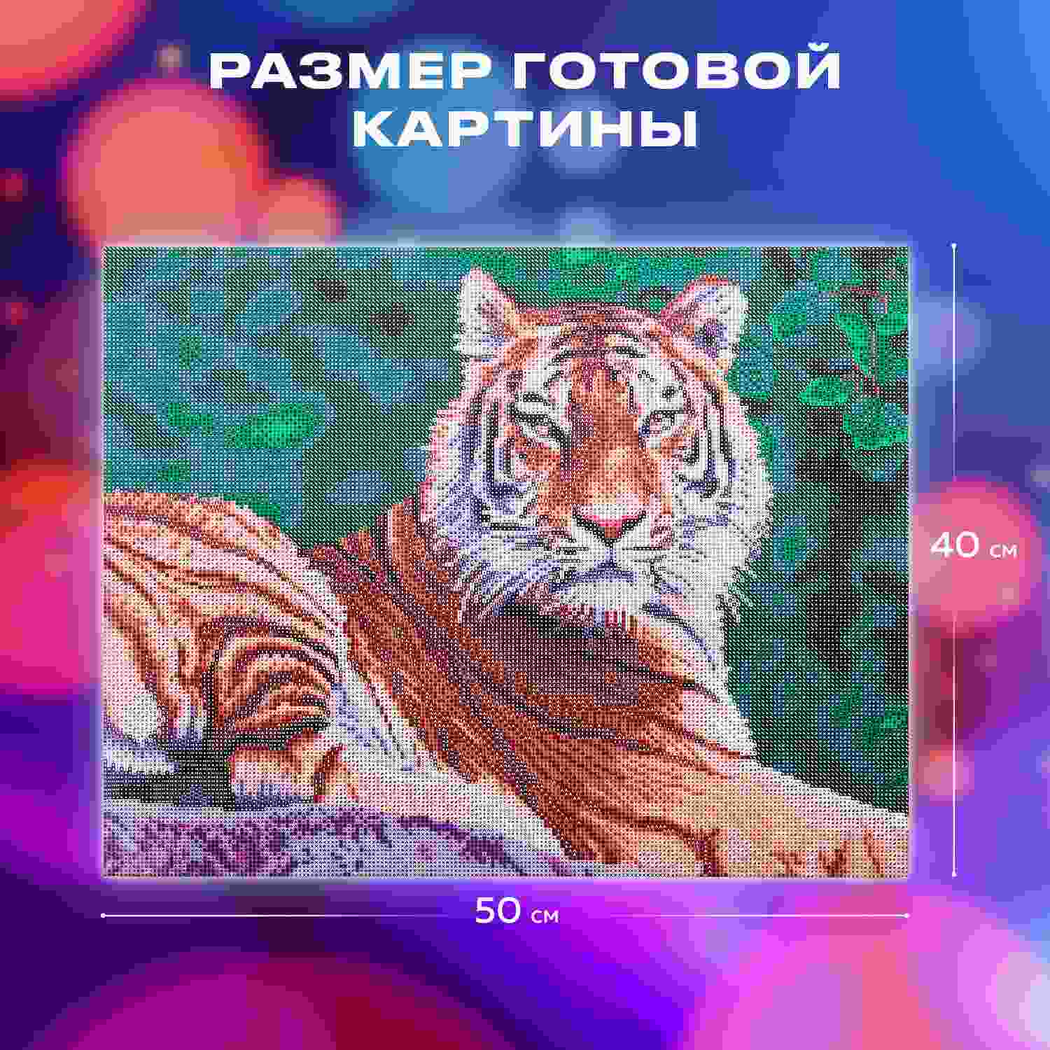 картинка Алмазная картина, 40*50 см, на подрамнике, полная выкладка, "Тигр", ОСТРОВ СОКРОВИЩ, 662427 от магазина Альфанит в Кунгуре