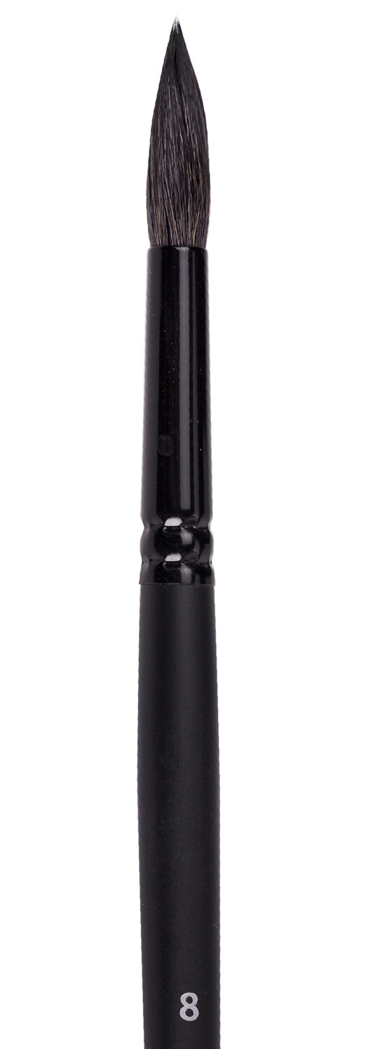картинка Кисть художественная № 8, белка, круглая, длинная ручка, BRAUBERG, 200905 от магазина Альфанит в Кунгуре