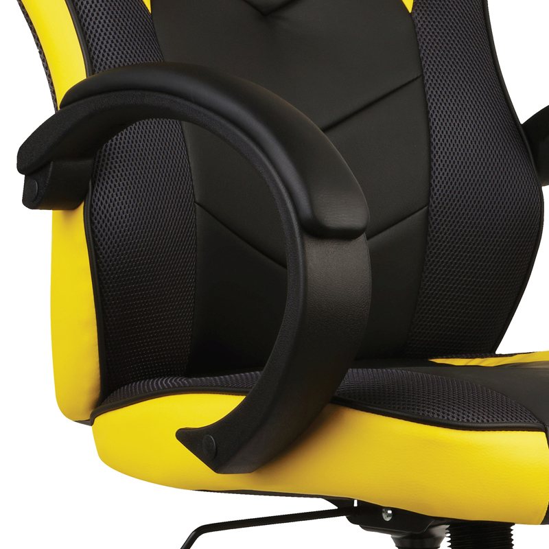картинка Кресло игровое Helmi "Boost HL-S07", экокожа/ткань, черный/желтый, 319988 от магазина Альфанит в Кунгуре