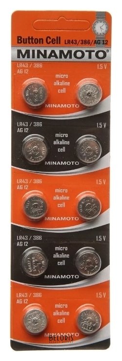 картинка Батарейка AG12 круглая, 1*BI, MINAMOTO, 301348 от магазина Альфанит в Кунгуре