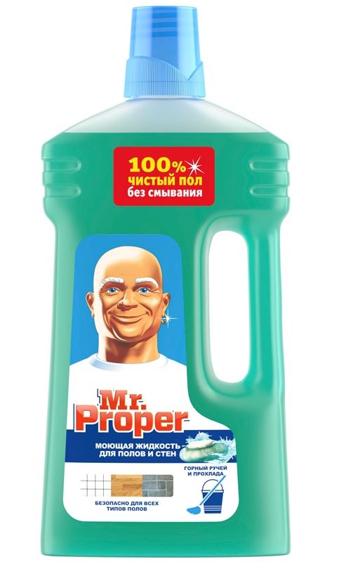 картинка Средство для мытья пола и стен, 1 л, бутыль, "Горный ручей и прохлада", Mr.Proper от магазина Альфанит в Кунгуре