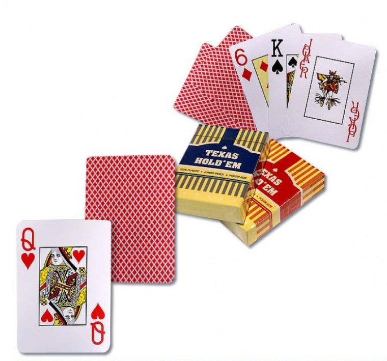 картинка Игральные карты, 1 колода, 54 карты, пластиковое покрытие, "Texas Holdem", 2960 от магазина Альфанит в Кунгуре