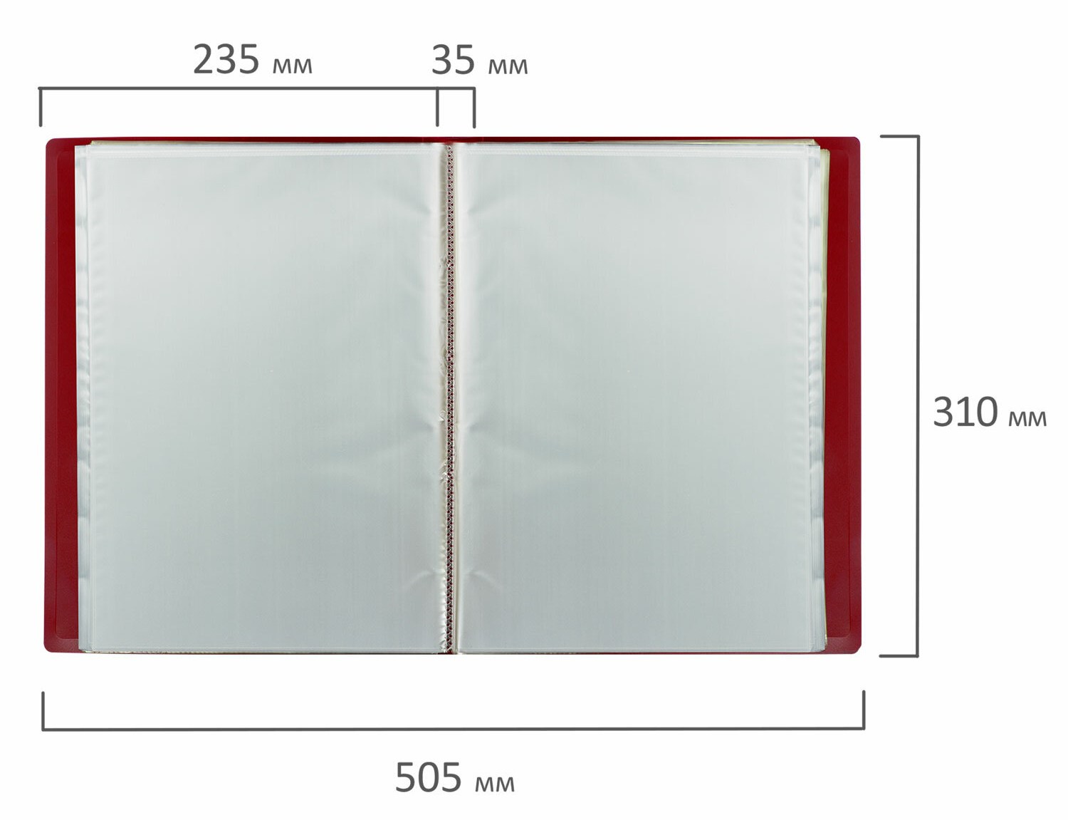 картинка Папка 60 файлов, А4, корешок 0,6 мм, красный, "Office", BRAUBERG, 271329 от магазина Альфанит в Кунгуре