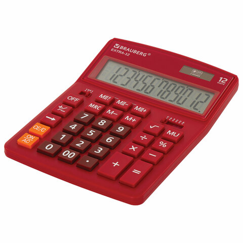 картинка Калькулятор настольный, 12 разрядов, 20,6*15,5 см, двойное питание, бордовый, "EXTRA-12-WR", BRAUBERG, 250484 от магазина Альфанит в Кунгуре