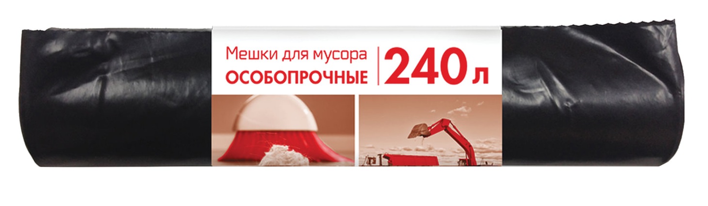 картинка Мешки для мусора, 240 л, 10 шт, 90*135 см, 100 мкм, особопрочные, черные, рулон, Концепция Быта, 3170, 603887 от магазина Альфанит в Кунгуре