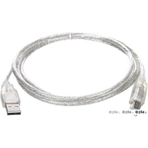 картинка Кабель соединительный для принтера Telecom USB 2.0 AM — USB 2.0 BM, 1,5 м, серый от магазина Альфанит в Кунгуре