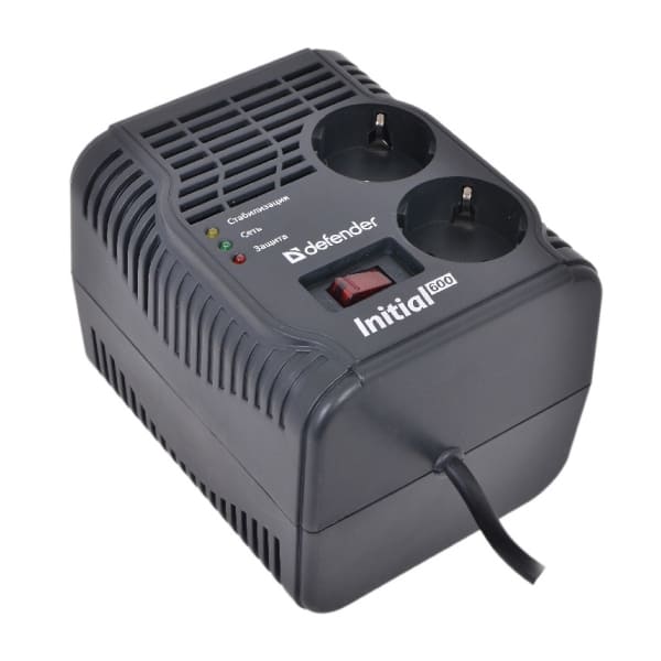 картинка Стабилизатор напряжения Defender AVR Initial, 600VA/200W, 2 EURO розетки от магазина Альфанит в Кунгуре