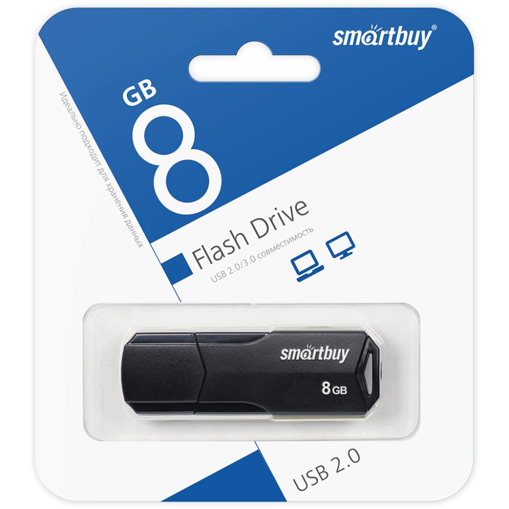картинка Флеш-диск SmartBuy 8 GB USB 2.0, Clue, черный, SB8GBCLU-K от магазина Альфанит в Кунгуре
