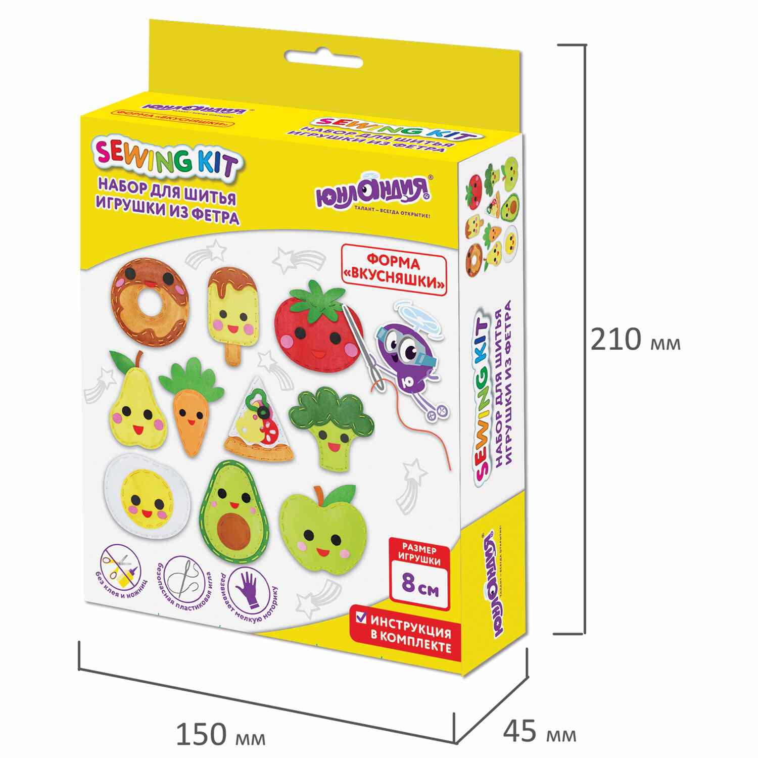 картинка Набор для создания игрушки из фетра, 10 шт, "Вкусняшки", Юнландия, 664734 от магазина Альфанит в Кунгуре