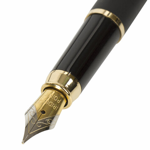 картинка Ручка подарочная перьевая, 0,25 мм, синяя, корп. черный/золотой, "Brioso", BRAUBERG, 143467 от магазина Альфанит в Кунгуре