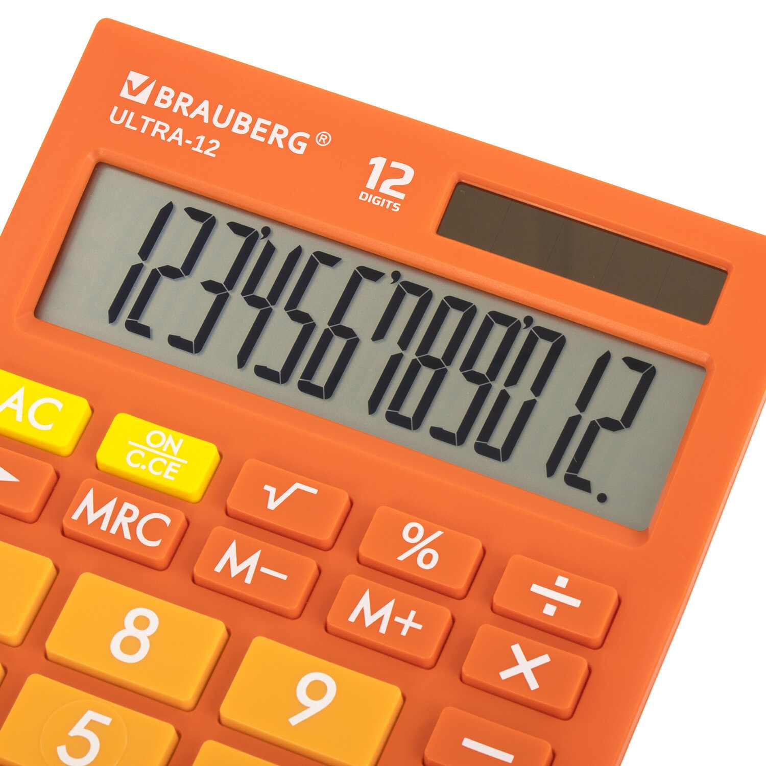 картинка Калькулятор настольный, 12 разрядов, 19,2*14,3 см, двойное питание, оранжевый, "ULTRA-12-RG", BRAUBERG, 250495 от магазина Альфанит в Кунгуре