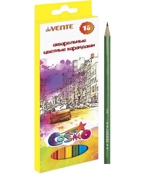 картинка Карандаши цветные акварельные, 18 цв, "Cosmo", deVente, 5023307 от магазина Альфанит в Кунгуре