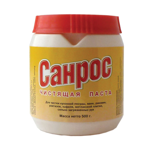картинка Паста чистящая, 500 гр, банка, "Санрос", Sanros, 601333 от магазина Альфанит в Кунгуре