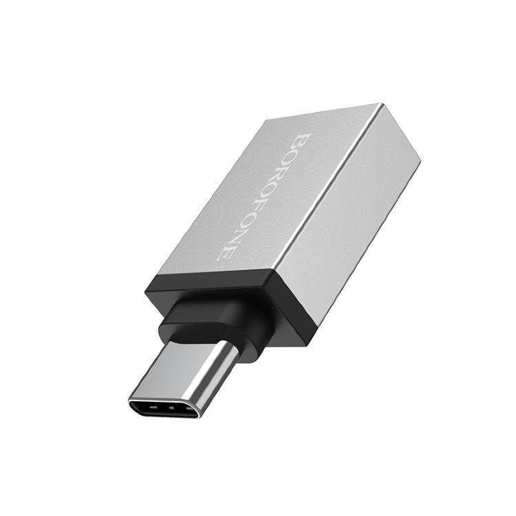 картинка Переходник OTG Borofone BV3 USB 3.0 AF — USB Type C, серебристый, 0L-00043180 от магазина Альфанит в Кунгуре