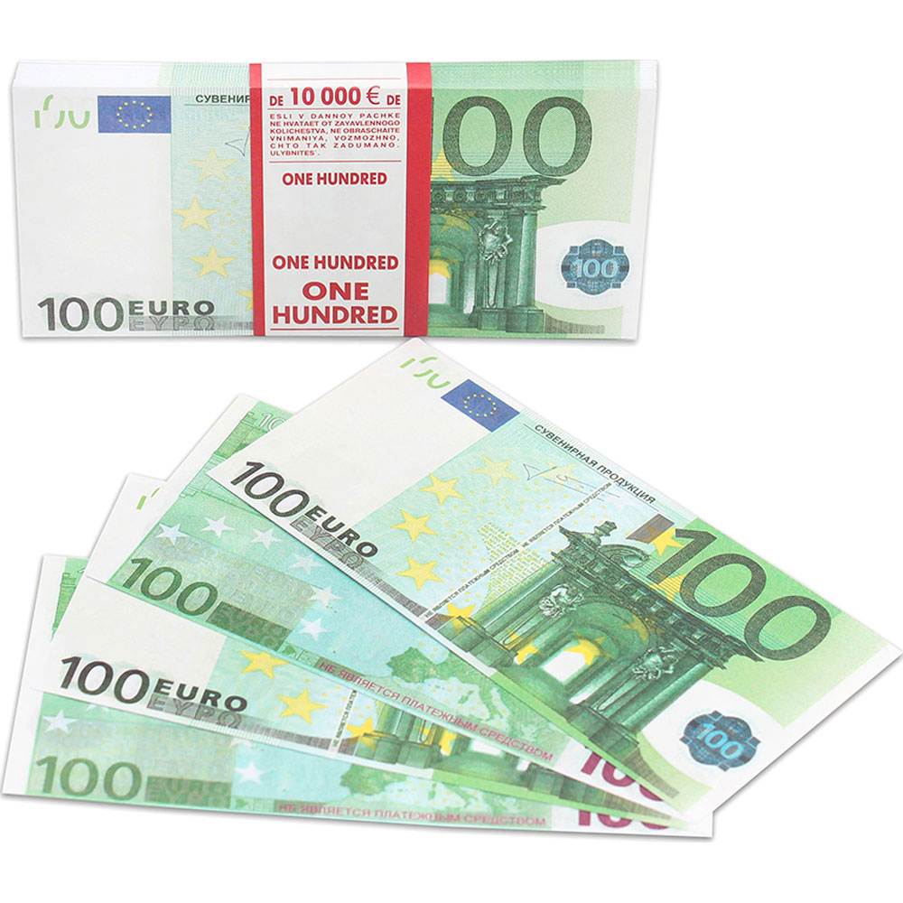 картинка Сувенир, 1 пачка, бумага, "Деньги. 100 евро", Miledi, 9-51-0013 от магазина Альфанит в Кунгуре