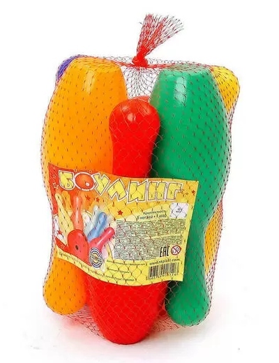 картинка Кегли для боулинга, 5 шт, 26 см, шар, 8 см, пластик, ПИ000048 от магазина Альфанит в Кунгуре