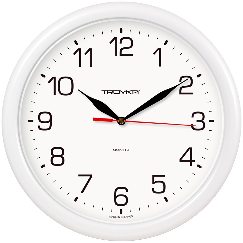 картинка Часы настенные 24*24*3 см, белая рамка, плавный ход, круглые, Troyka, 21210213 от магазина Альфанит в Кунгуре
