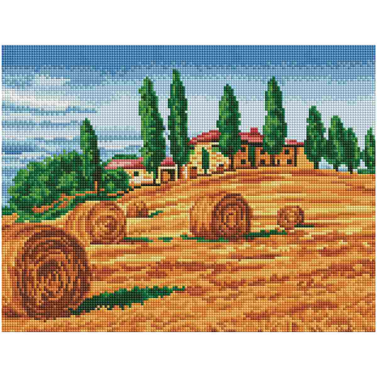 картинка Алмазная картина, 30*40 см, на подрамнике, полная выкладка, "Сенокос", Три совы, АМП3040_52933 от магазина Альфанит в Кунгуре