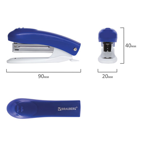 картинка Степлер № 10, на 12 л, с антистеплером, синий, "Original", BRAUBERG, 222530 от магазина Альфанит в Кунгуре