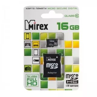 картинка Карта памяти micro-SD Mirex 16 GB Class 10, с адаптером, 13613-AD10SD16 от магазина Альфанит в Кунгуре