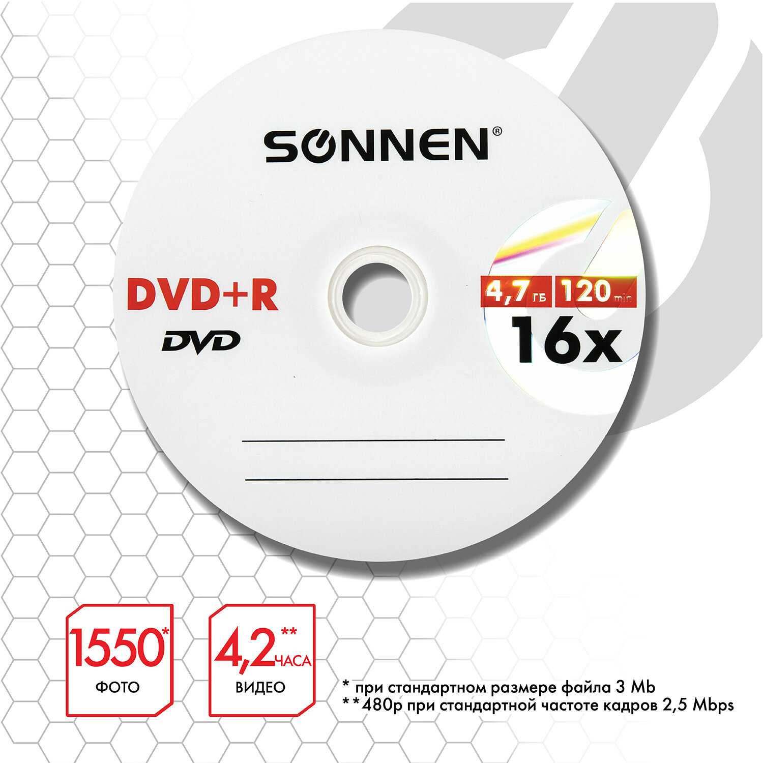 картинка Диски DVD+R SONNEN, 25 шт, 4,7 Gb, 16x, упаковка на шпиле, 513532 от магазина Альфанит в Кунгуре