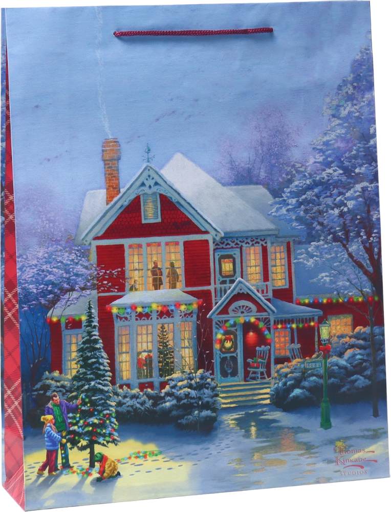 картинка Пакет подарочный новогодний, 42,5*33*10 см, ручка-шнур, бумага, "Заснеженный особняк", 9232529 от магазина Альфанит в Кунгуре