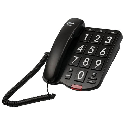картинка Телефон Ritmix RT-520 черный с большими кнопками и крупными цифрами, черный, 3 однокноп. память, крупный световой индикатор звонка, повтор от магазина Альфанит в Кунгуре