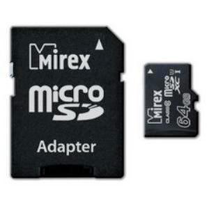 картинка Карта памяти micro-SDXC Mirex 64 GB Class 10, с адаптером, 13613-AD10SD64 от магазина Альфанит в Кунгуре
