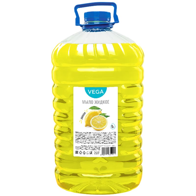 картинка Мыло жидкое, 5 л, ПЭТ, "Лимон", Vega, 314225 от магазина Альфанит в Кунгуре