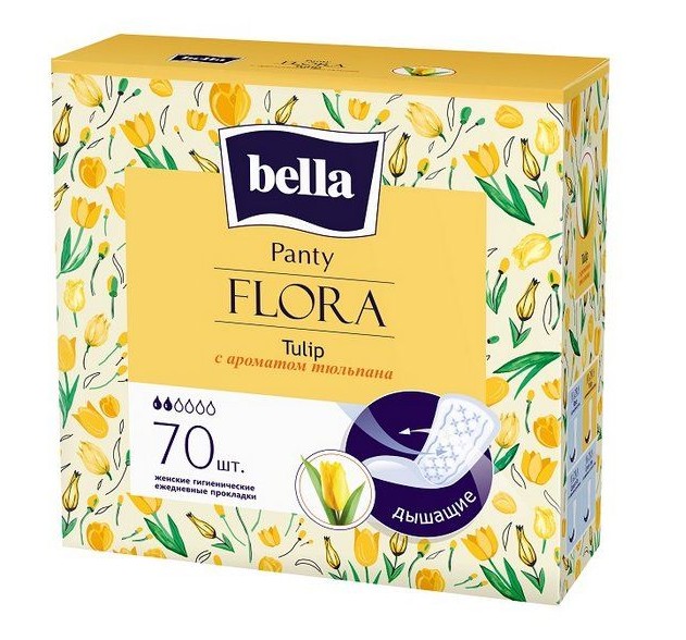 картинка Прокладки ежедневные, 70 шт, с ароматом тюльпана, "Flora Tulip", Bella, BE-021-RZ70-006 от магазина Альфанит в Кунгуре