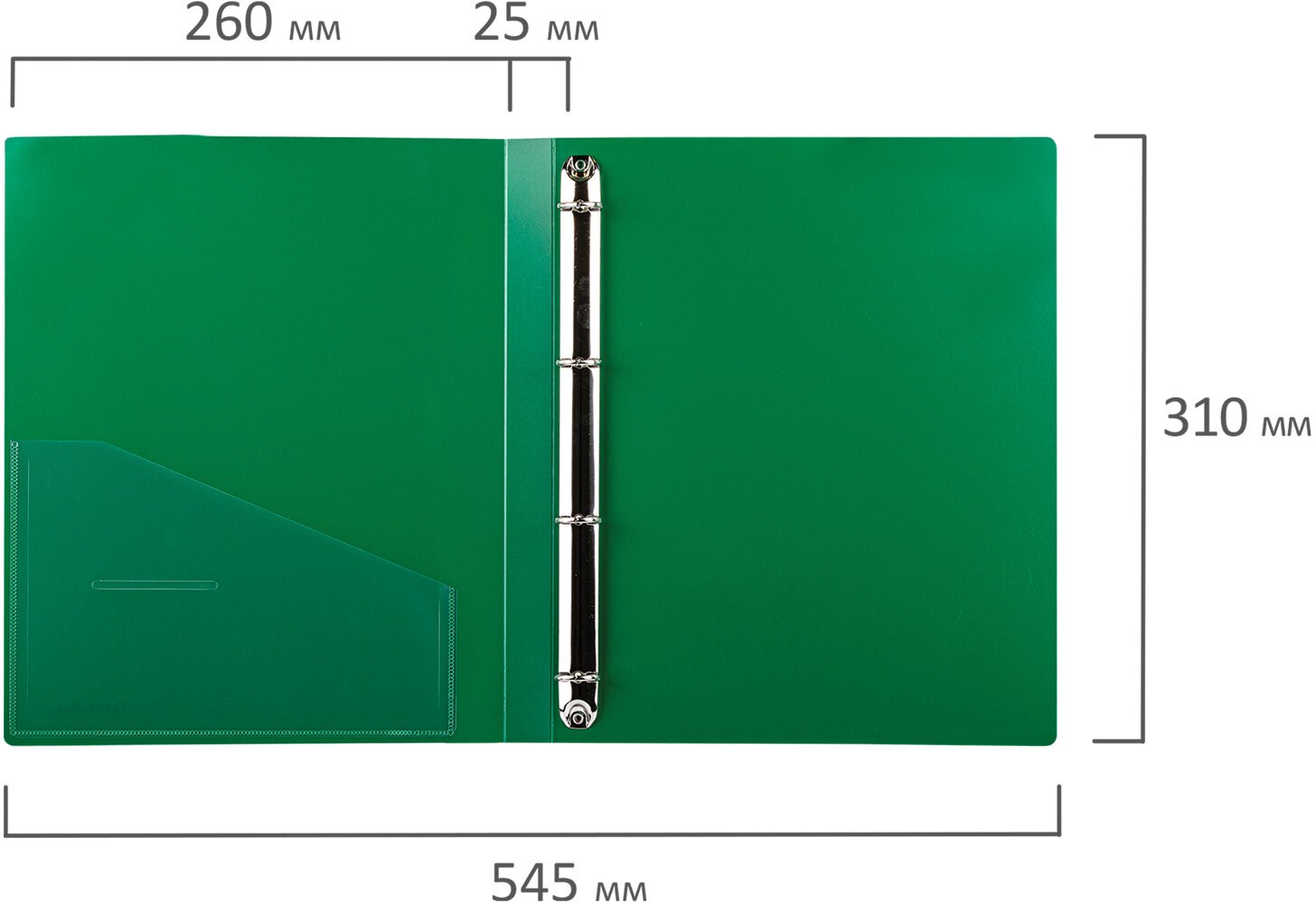 картинка Папка на 4-х кольцах, А4, корешок 25 мм, до 170 л, пластик, зеленый, "Extra", BRAUBERG, 270546 от магазина Альфанит в Кунгуре
