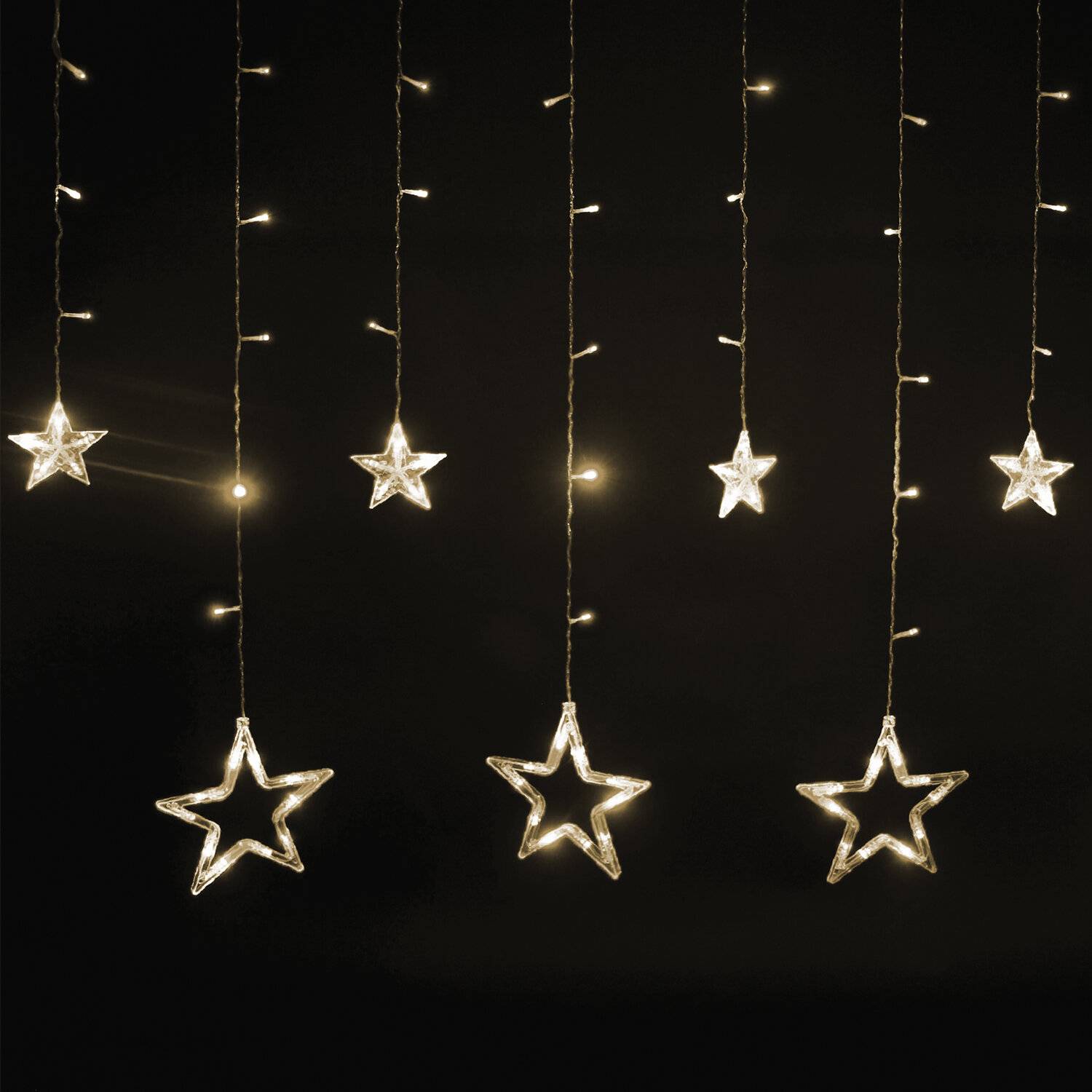 картинка Гирлянда штора, 3*1 м, 8 режимов, теплый белый, 138LED, "Звезды", 591338 от магазина Альфанит в Кунгуре