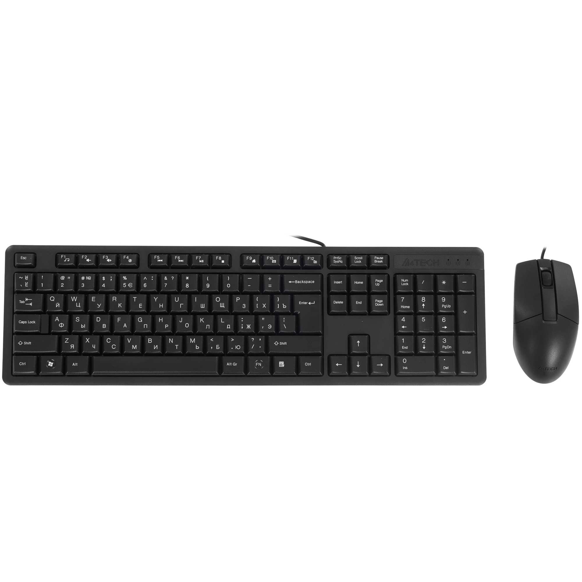 картинка Комплект проводной (клавиатура + мышь) A4Tech KK-3330, USB, черный от магазина Альфанит в Кунгуре