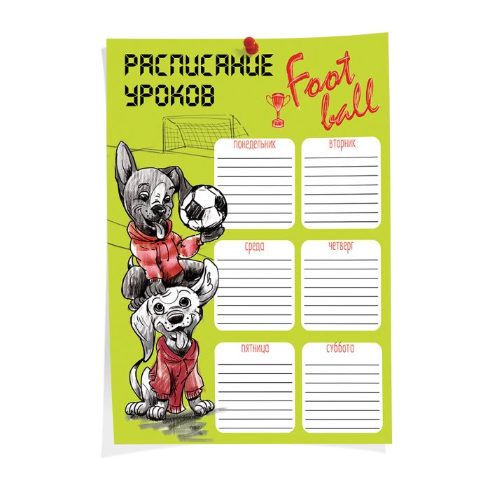 картинка Расписание уроков, А4, "Собаки футболисты", Феникс+, 49962 от магазина Альфанит в Кунгуре