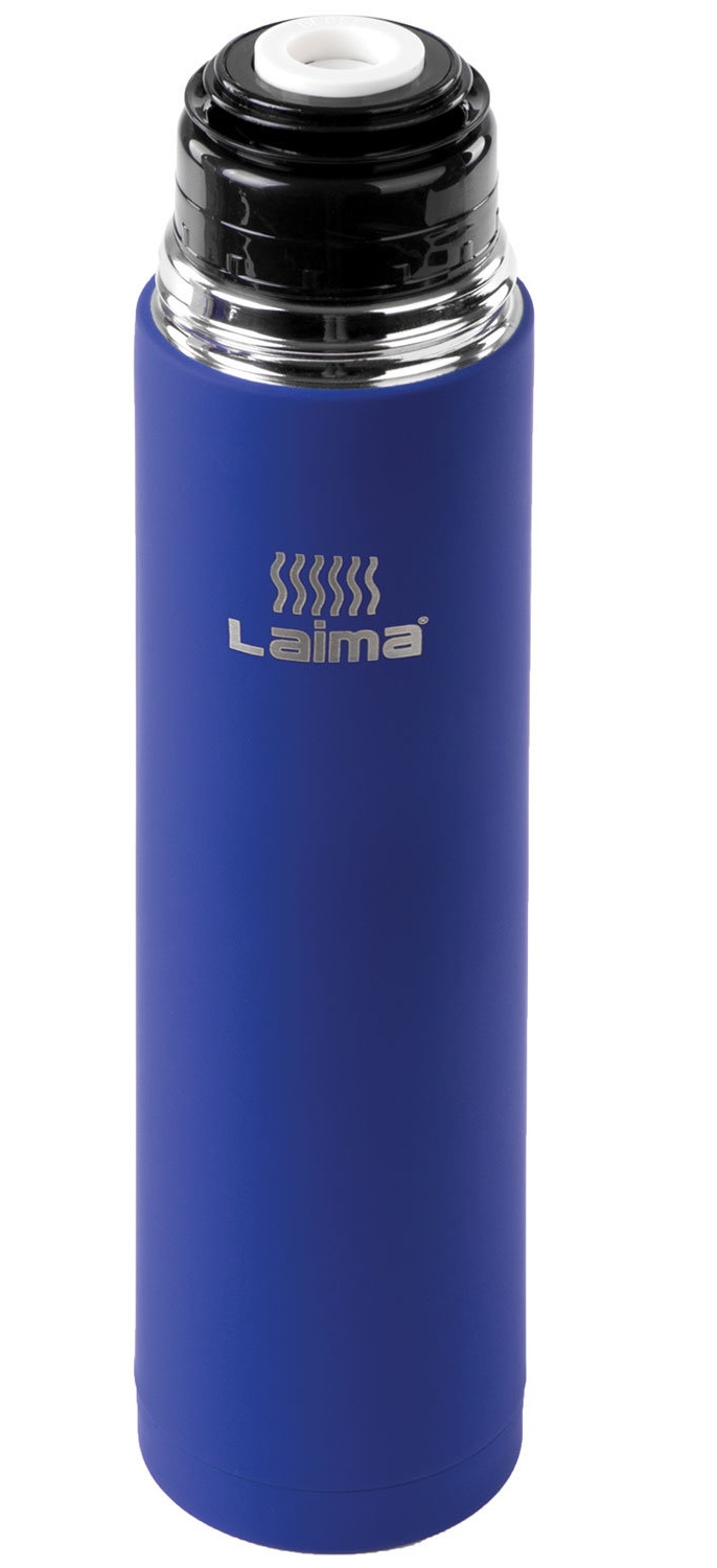 картинка Термос, 1 л, сталь, синий, LAIMA, 605124 от магазина Альфанит в Кунгуре