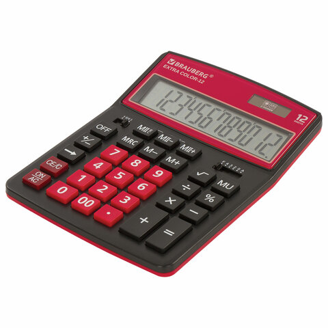 картинка Калькулятор настольный, 12 разрядов, 20,6*15,5 см, черно-малиновый, "EXTRA COLOR-12-BKWR", BRAUBERG, 250478 от магазина Альфанит в Кунгуре