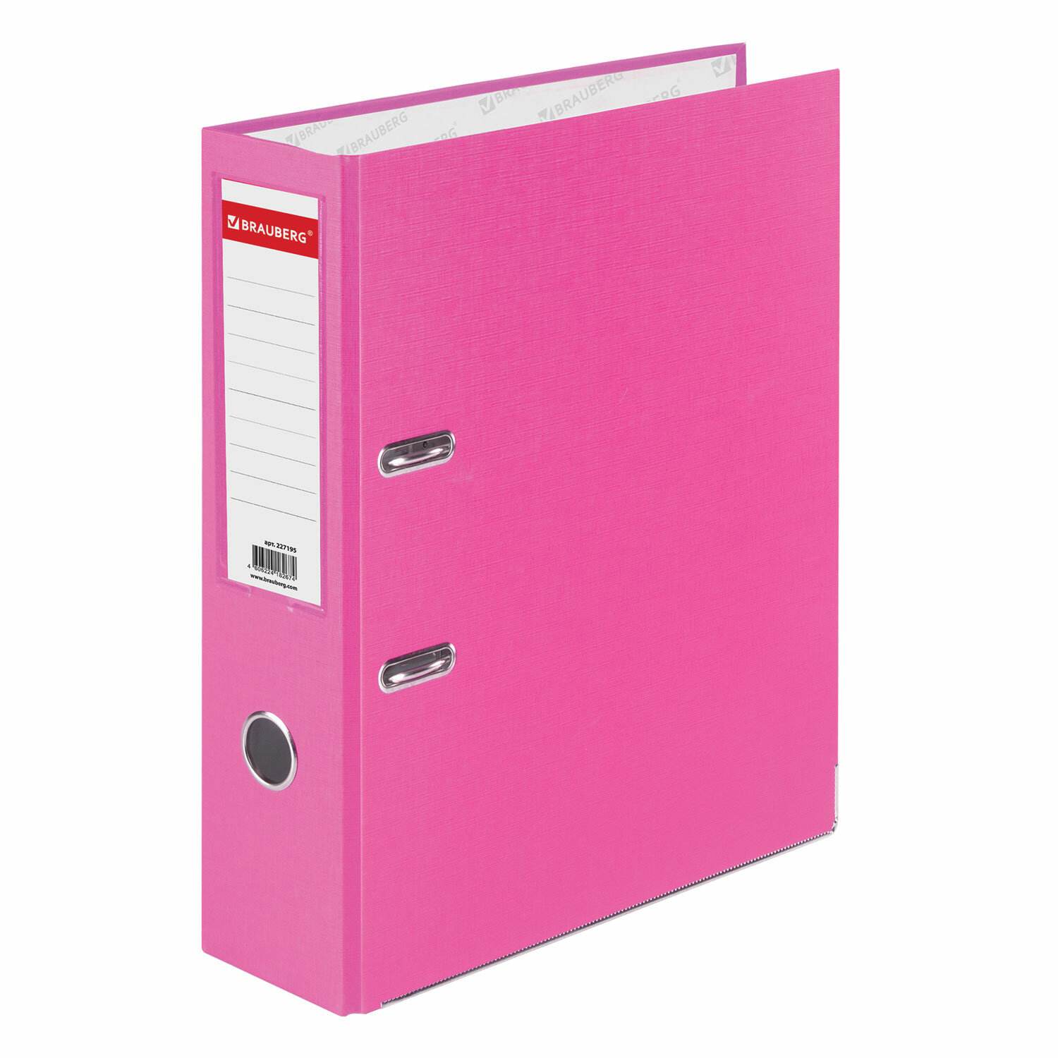 картинка Папка-регистратор, А4, корешок 80 мм, до 600 л, картон, розовый, с карманом, BRAUBERG, 227195 от магазина Альфанит в Кунгуре