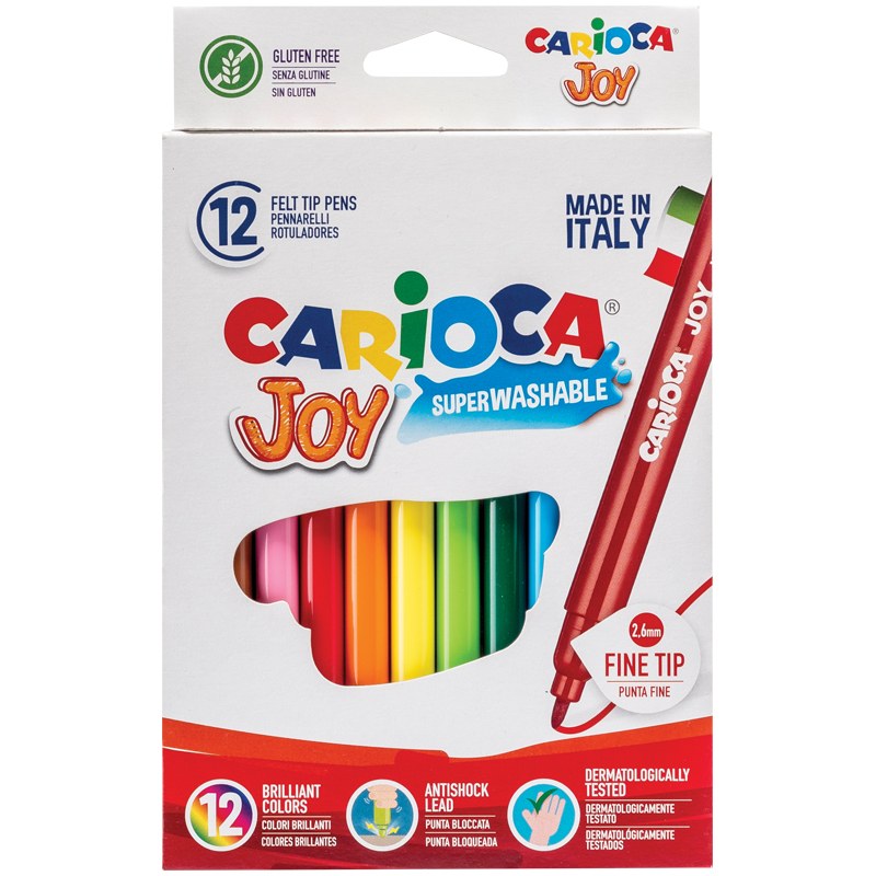 картинка Фломастеры, 12 цв, смываемые, "Joy", Carioca, 40614 от магазина Альфанит в Кунгуре
