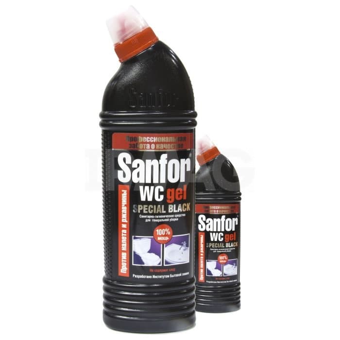 картинка Средство чистящее для санузла, 1 л, бутыль, гель, "Spesial black", Sanfor, 1953 от магазина Альфанит в Кунгуре