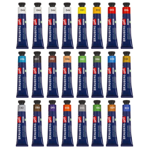 картинка Краски акриловые, 21 цв, 24 шт по 22 мл, туба, "Art classic", BRAUBERG, 191722 от магазина Альфанит в Кунгуре