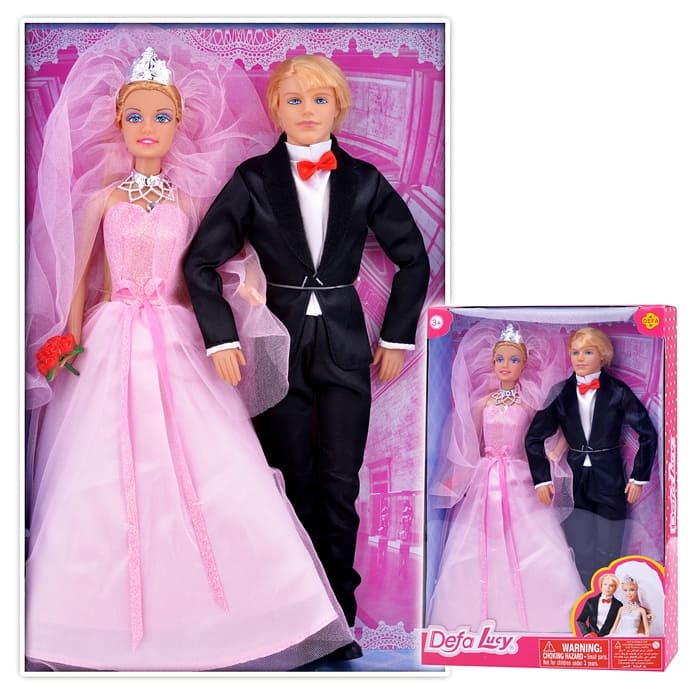 картинка Набор кукол, 2 шт, 29 см, ассорти, в коробке, "Жених и невеста", 8305 от магазина Альфанит в Кунгуре